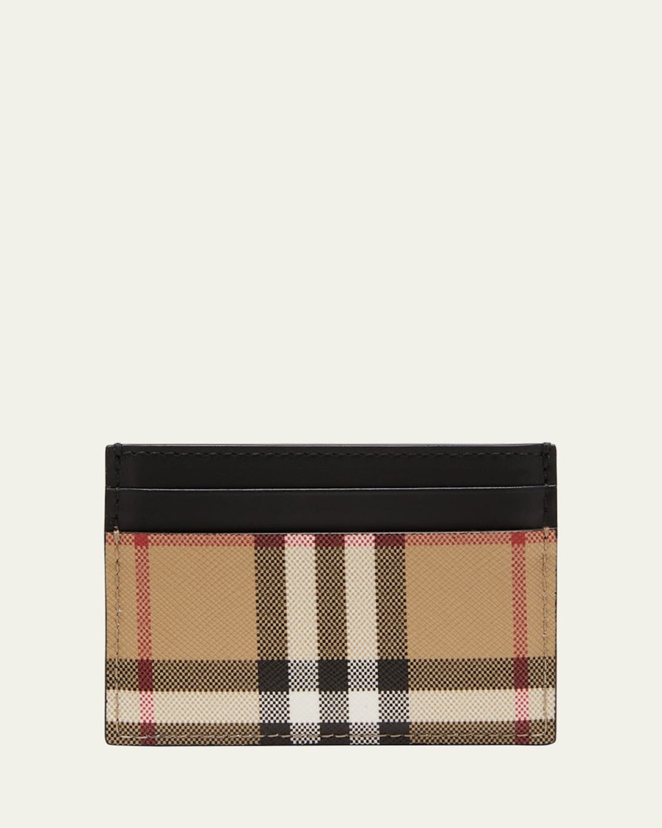 Sandon Check Mix Leather Card Holder